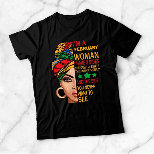 African American Woman February Birthday T-Shirt