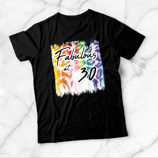 Customizable Fabulous at 30 Leopard Print Colorful Brush Strokes T-Shirt